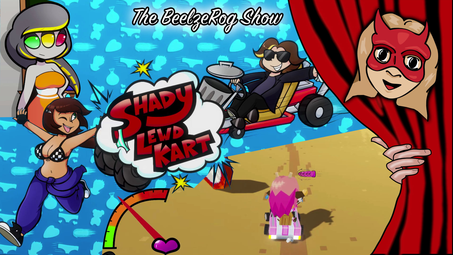 Montage of images from the Shady Lewd Kart game